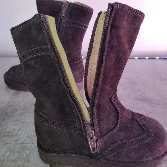 Little Eric Girl's Toddler Suede Leather Boots Made in Italy - Picture 7 of 8
